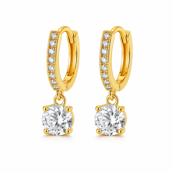 Elegant Gold Hoop Earrings – Sparkling Crystal Drop