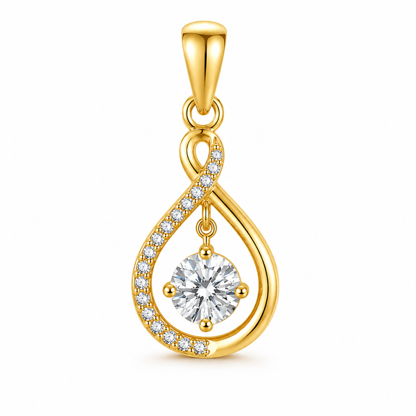 Elegant Gold Pendant – Sparkling Crystal Teardrop Design